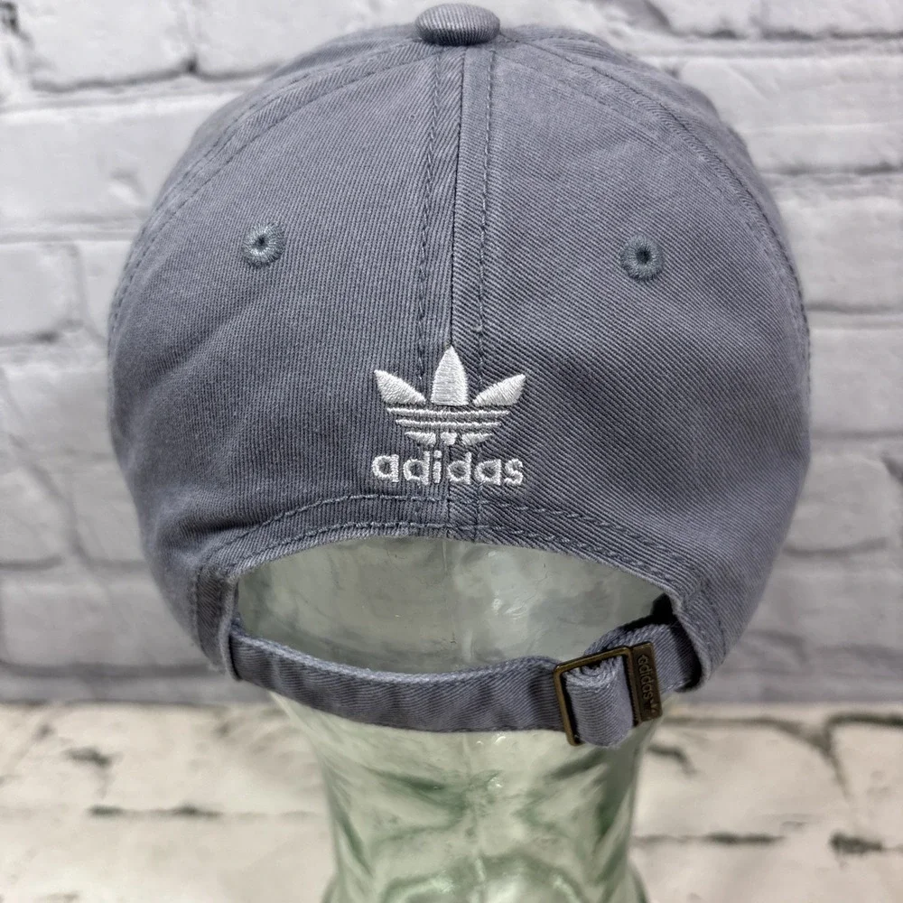 Adidas Hat Trefoil Logo Gray Strap‎ back Unisex One Size 100% Cotton Ball Cap